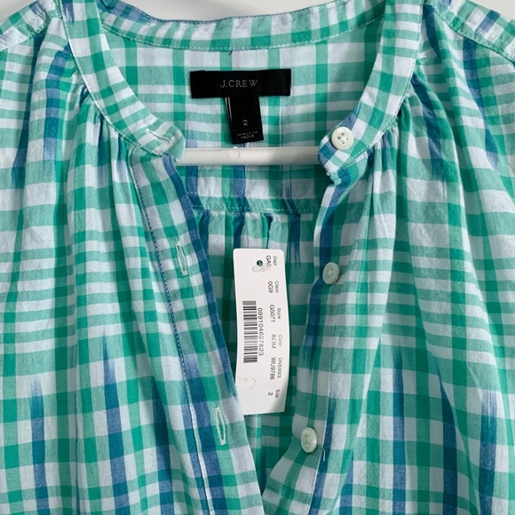 J Crew's Gingham Ikat Popover Shirt Size 2 (NWT) - Picture 6 of 7